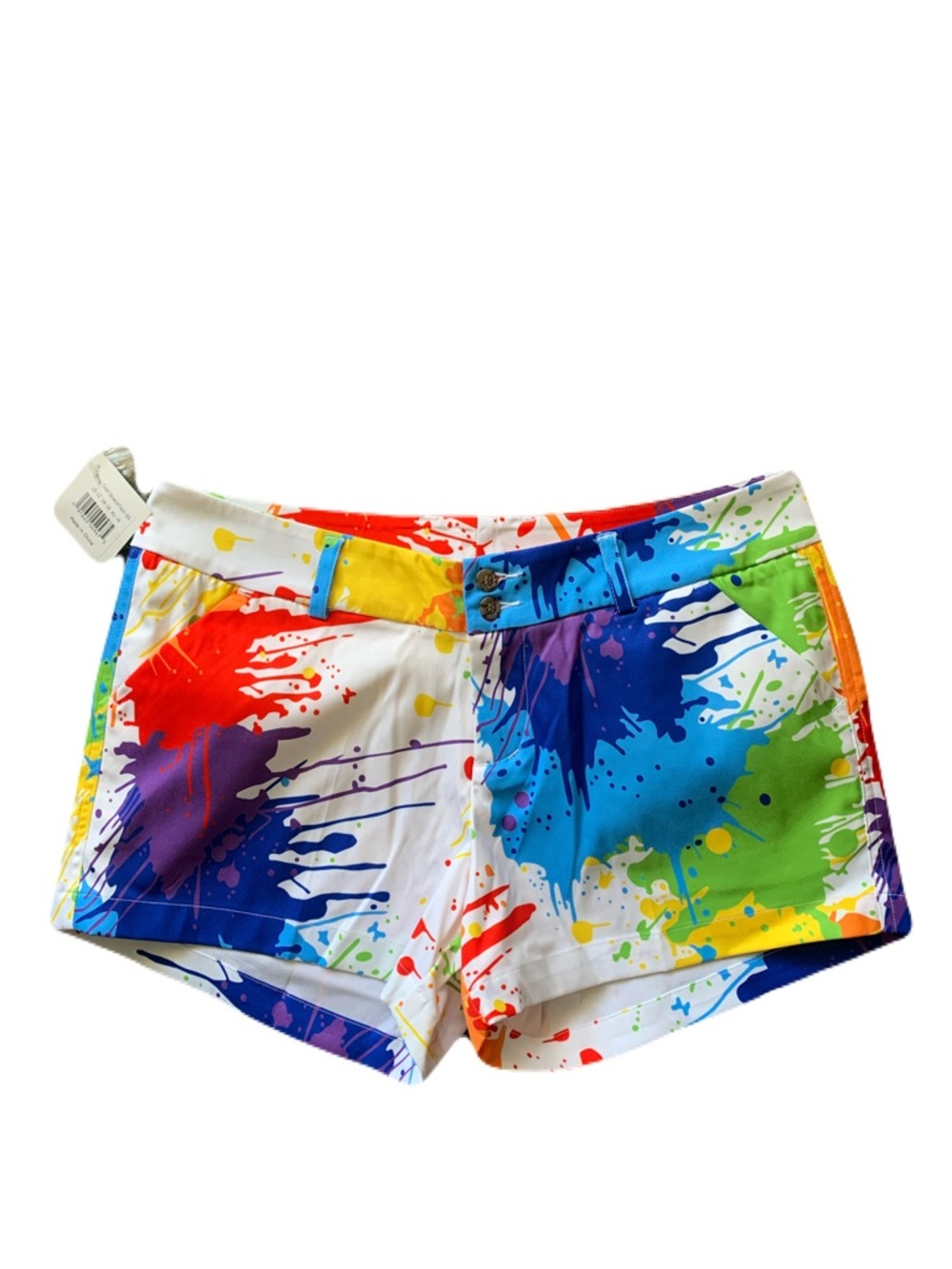 NWT Loudmouth Ladies 12 Drop Cloth Paint Splatter Stretch Tech Shorts Golf